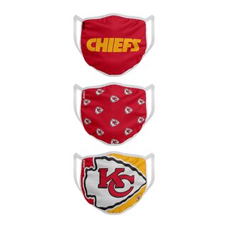 NFL Face Covers, Mund Nase Masken, 3er-Pack - Kansas City Chiefs