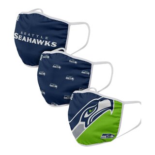 NFL Face Covers, Mund Nase Masken, 3er-Pack - Seattle Seahawks