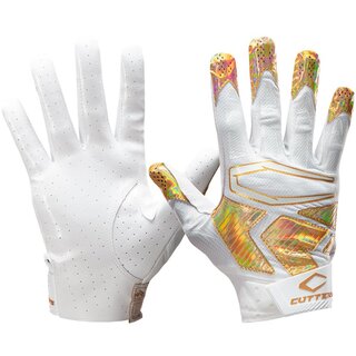 Cutters S500 Rev Pro 4.0 Iridescent Receiver Gloves - Whie/Iridescent. Gold S