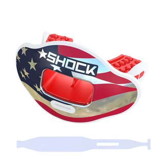 Shock Doctor Max AirFlow 2.0 Mundstck mit Strap - chrome stars and stripes