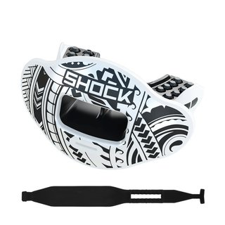 Shock Doctor Max AirFlow 2.0 mouthguard with tether - white/ black tribial