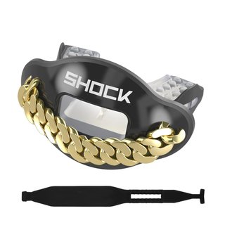 Shock Doctor Max AirFlow Lipguard 3D, with tether - chrome 3D black chain