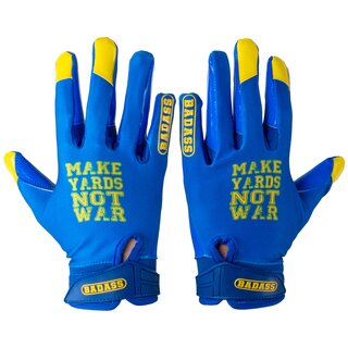 BADASS Make Yards Not War American Football Receiver Gloves Peace - size S
