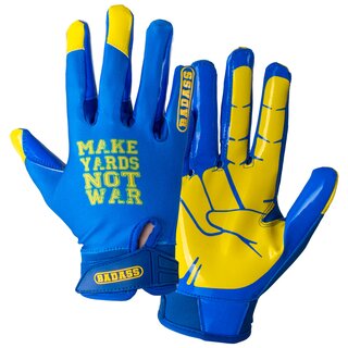 BADASS Make Yards Not War American Football Receiver Gloves Peace - size XL