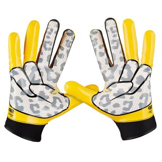 Grip Boost Cheetah Stealth 5.0 Peace American Football Receiver Handschuhe - Gelb Gr.XL