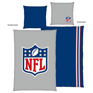 NFL Renforce reversible bed linen NFL Shield Logo - 135cm x 200cm Grey-Navy