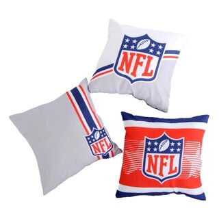 3-piece Pack NFL Dekorativ pillows with NFL Shield Logo, different Designes - 40cm x 40cm Grey-Navy-Red