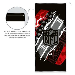 NFL fitness towel with flap and pocket NFL logo - 50cm x 110cm black-red