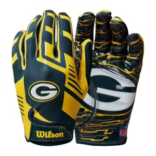 Wilson NFL Stretch Fit Adult Receiver Handschuhe - Team Green Bay Packers