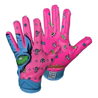 Battle Alien Cloaked Receiver Football Gloves - pink-blue S