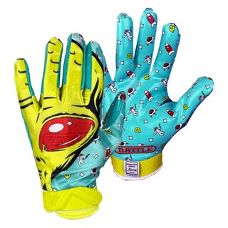 Battle Alien Cloaked Receiver Football Gloves - Turquoise/Green XL