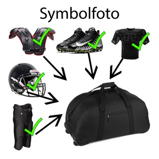 Große Spielertasche, Football Equipment Tasche mit Rollen - schwarz