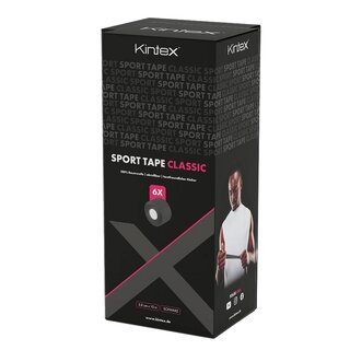Kintex Sport-Tape 3,8 cm x 10 m Sporttape Fingertape Pflaster Tapeband - schwarz 1 Set (6 Rollen)