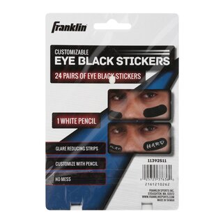 Franklin Eye Black Sticker, 24 Paar matt schwarz mit weiem Stift