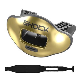 Shock Doctor Max AirFlow 2.0 Chrome Mundstck mit abnehmbarem Strap - gold