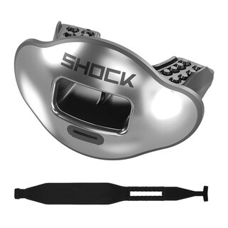 Shock Doctor Max AirFlow 2.0 Chrome Mouthguard with Detachable Strap - silver