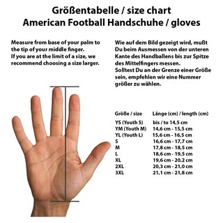 Youth Football Gloves Size Chart