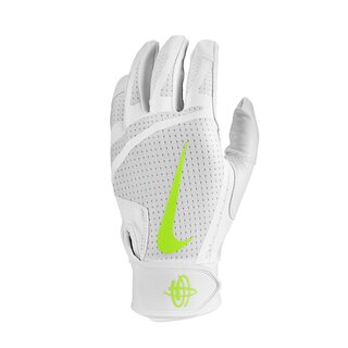 Nike Huarache Egde Baseball Handschuhe, Batting Gloves - white/white/neon yellow 2XL