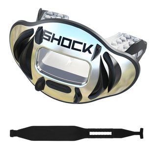 Shock Doctor Max Airflow 2.0 Fang chrome silver Mouthguard with Detachable Strap