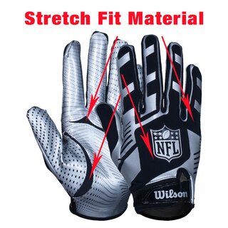 Wilson NFL Stretch Fit American Football Receiver Gloves - silver