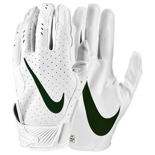 Nike Vapor Jet 5.0 White Pack Edition, American Football Gloves - white/dark green size 2XL