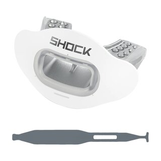 Shock Doctor Interchange Lip Guard, Mundstck + Strap - wei matt