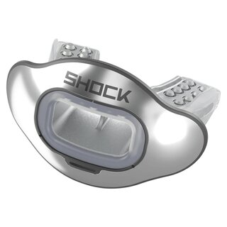 Shock Doctor Interchange Lip Guard, Mundstck + Halteriemen - silver chrome