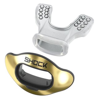 Shock Doctor Interchange Lip Guard, Mundstck + Halteriemen - gold chrome