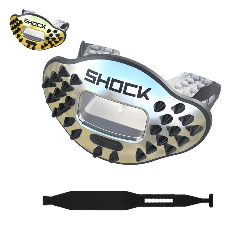 Shock Doctor Max Airflow 2.0 Chrome Diamond Plate Mouthguard with Removable Strap 