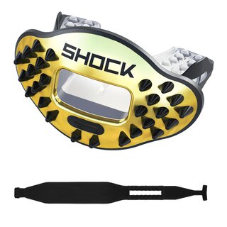 Shock Doctor Max Airflow 2.0 Spike chrome Mouthguard with Tether - 3D Spike Gold