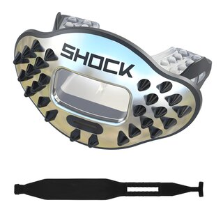 Shock Doctor Max Airflow 2.0 Spike chrome Mouthguard with Tether - 3D Spike Silver